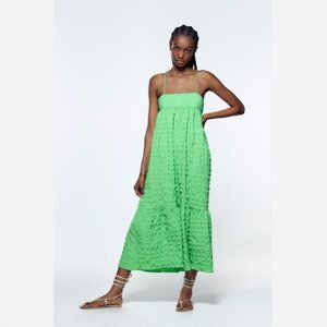 Zara green textured dress